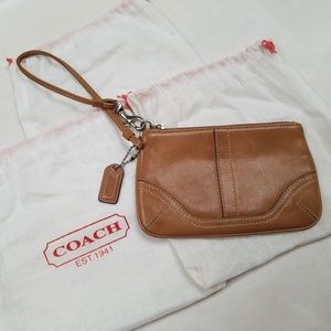 Vintage Tan Leather Coach Wristlet